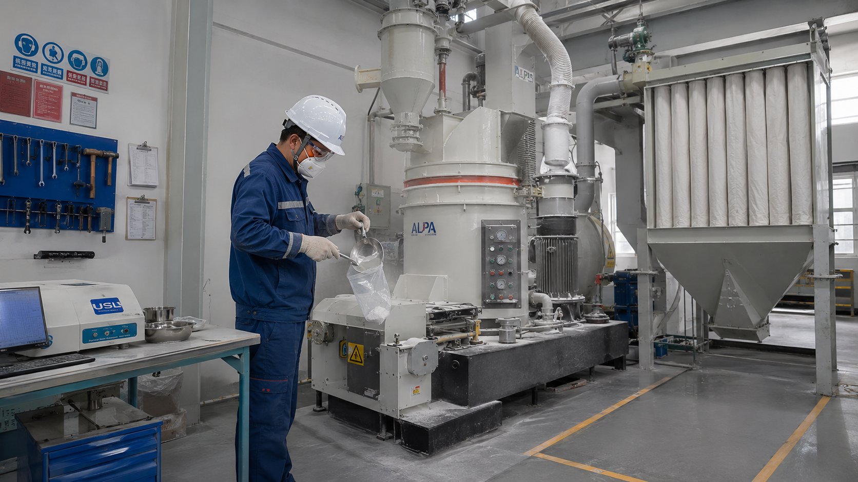 Milling and air classification workshop for silica powder